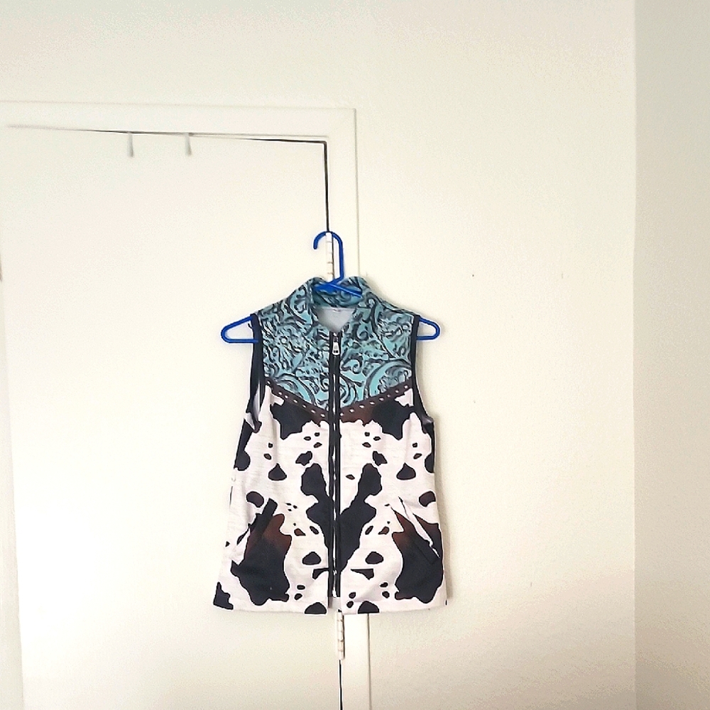 Chico's Black and White Cow Print Vest